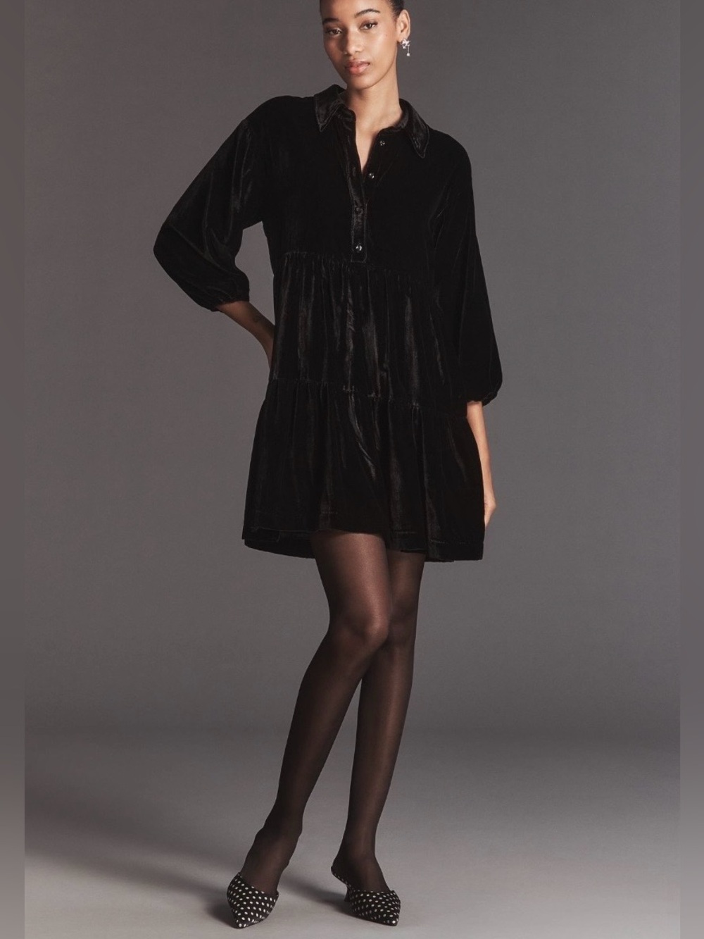 Anthropologie Maeve The Bettina Velvet Tiered Mini Dress XS May fit Small NWT